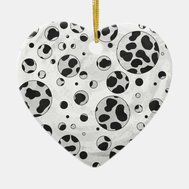 Ornement En Céramique Polka en Dalmatie noir et blanc (Devant)