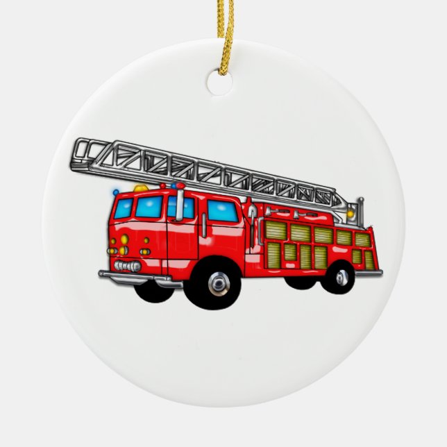Ornement En Céramique Pompe à incendie de crochet et d'échelle (Devant)