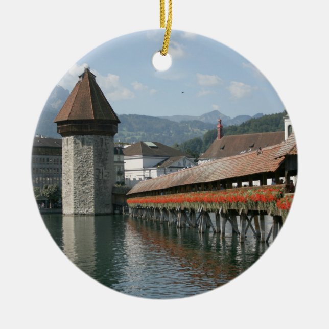 Ornement En Céramique Pont de chapelle, luzerne, Suisse (Devant)