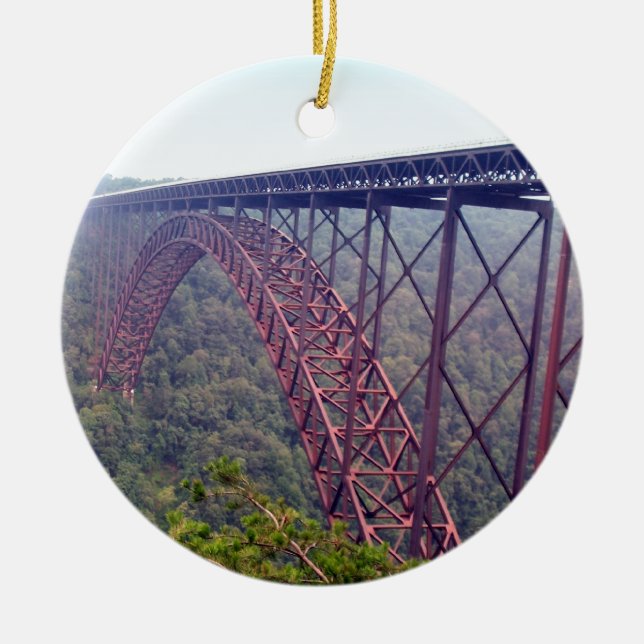 Ornement En Céramique Pont de gorge de nouvelle rivière (Devant)