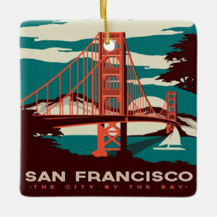 Ornement En Céramique Pont d'or de style Vintage San Francisco