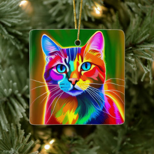 Ornement En Céramique Pop Art Cat