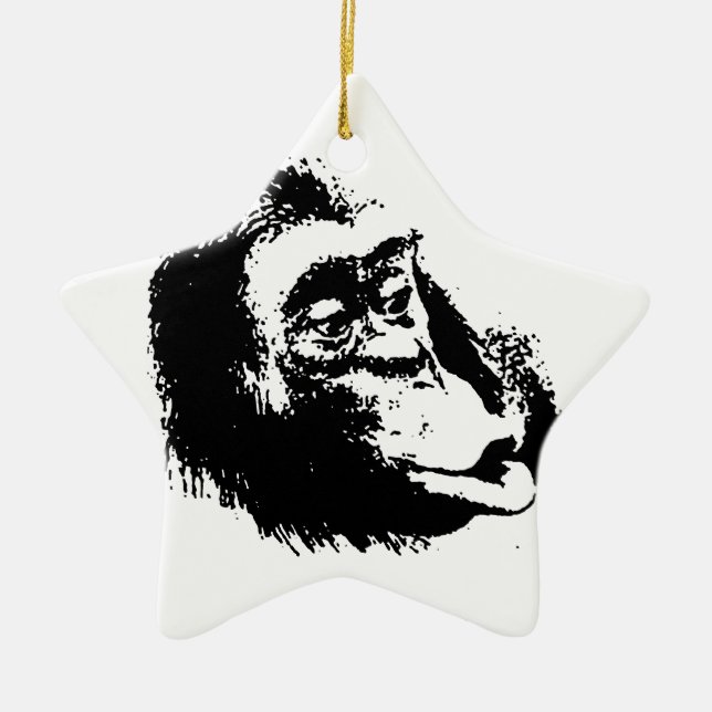 Ornement En Céramique Pop Art drôle Chimpanzé (Devant)