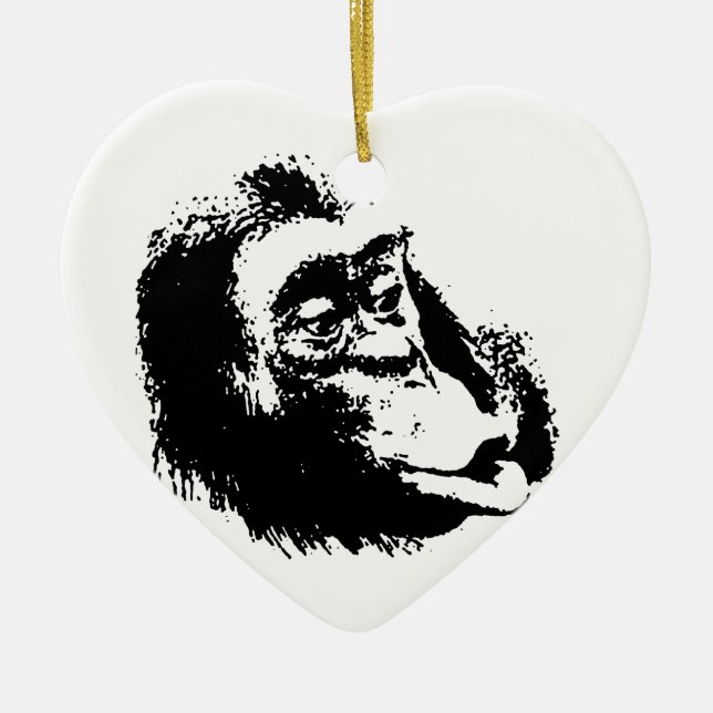 Ornement En Céramique Pop Art drôle Chimpanzé (Devant)