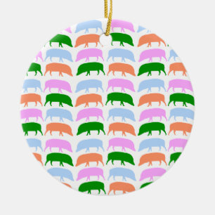 Ornement En Céramique Porcs multicolores rose bleu vert orange Personnal