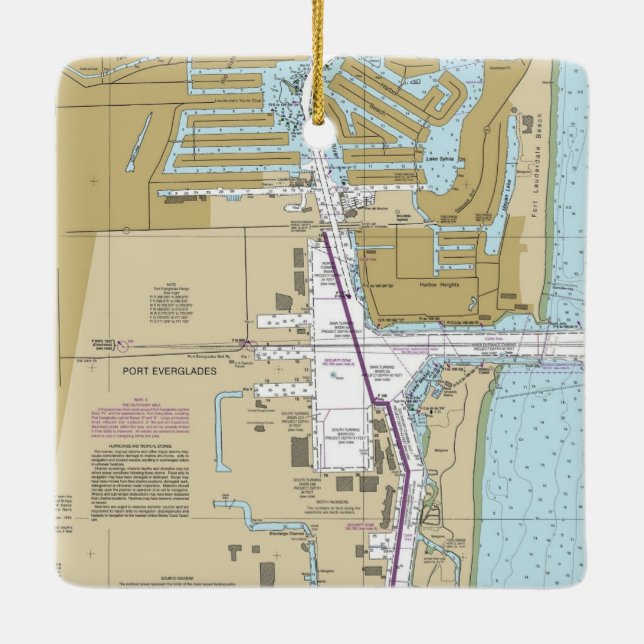 Ornement En Céramique Port Everglades Florida Carte Nautique (Dos)