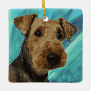 Ornement En Céramique Portrait d'Airedale Terrier