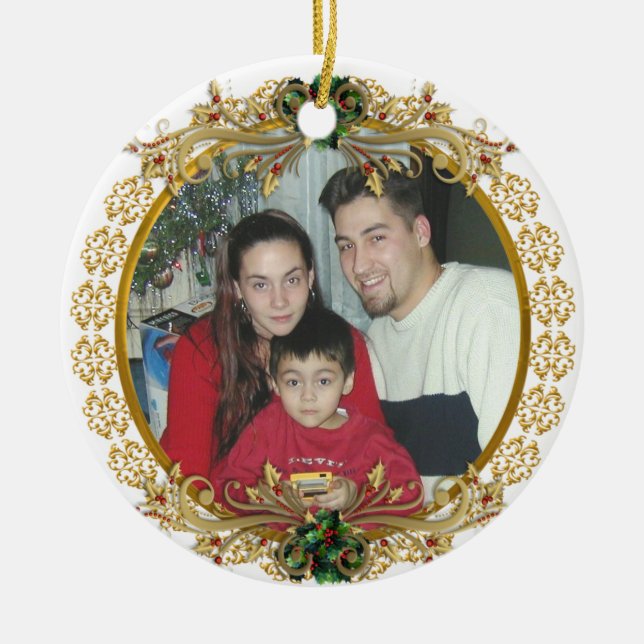 Ornement En Céramique Portrait de Noël Cadran or (Devant)