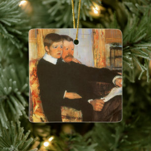 Ornement En Céramique Portrait du père vintage et du fils par Mary Cassa