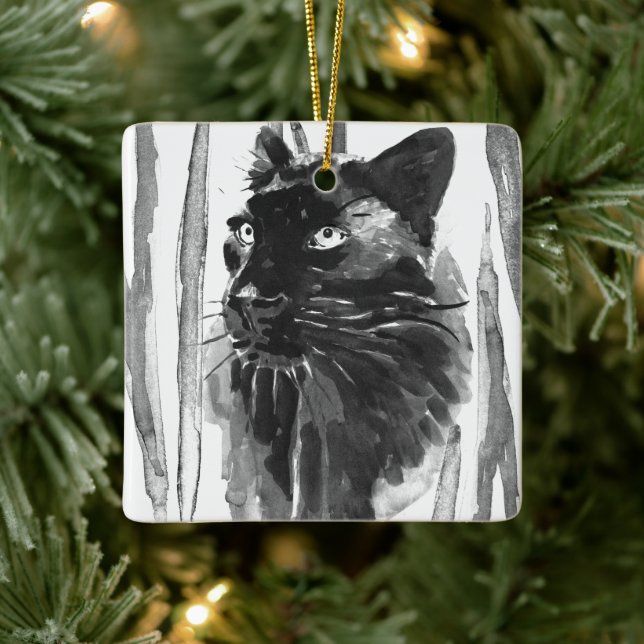 Ornement En Céramique Portrait Panther (Arbre)