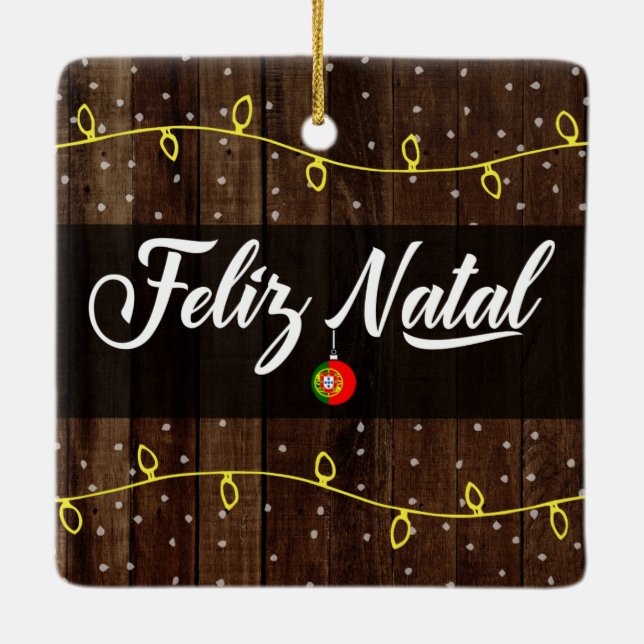 Ornement En Céramique Portugais Joyeux Noël, Feliz Natal Rustique (Dos)