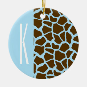 Ornement En Céramique Poster de animal Baby Blue & Brown Giraffe