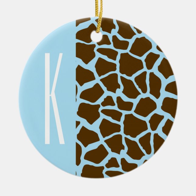 Ornement En Céramique Poster de animal Baby Blue & Brown Giraffe (Devant)