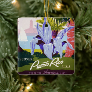 Ornement En Céramique Poster Vintage voyage Art, Découvrez Porto Rico!