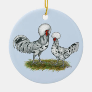 Ornement En Céramique Poulets polonais d'éclaboussure