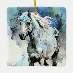 Ornement En Céramique Pouliche Appaloosa fringante Aquarelle