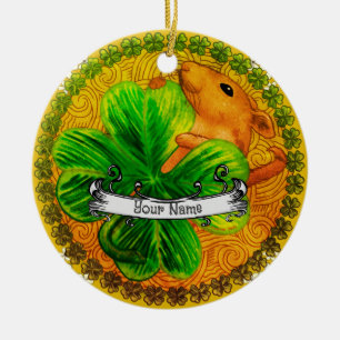 Ornement en céramique pour souris shamrock irlanda