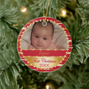 Ornement En Céramique Premier bébé ou famille de Noël