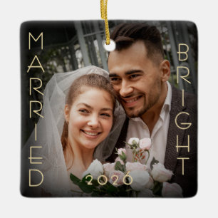 Ornement En Céramique Premier Cadeau de Noël de Photo de Mariage