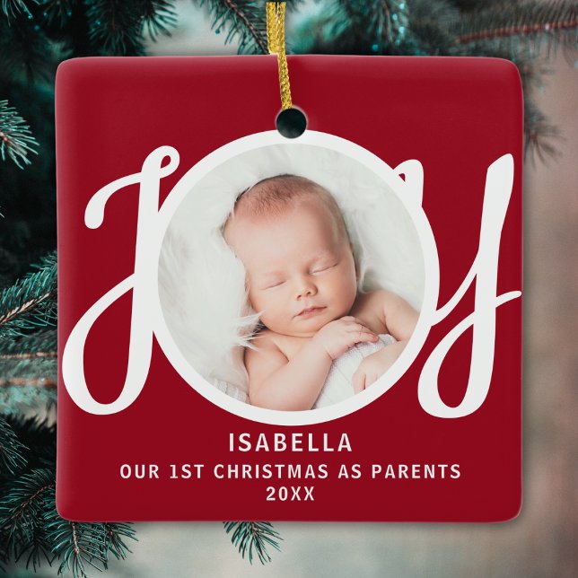 Ornement En Céramique Premier Noël Comme Parents Photo Red Keepsaké (Créateur téléchargé)