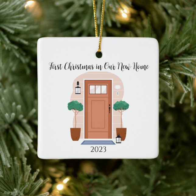 Ornement En Céramique Premier Noël dans notre nouvelle maison Rustique p (Arbre)