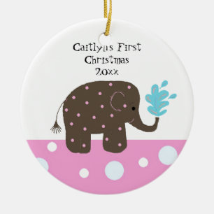 Ornement En Céramique Premier Noël de bébé éléphant