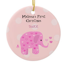 Premier Noël de bébé éléphant rose