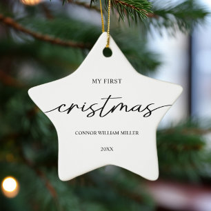 Ornement En Céramique Premier Noël de bébé minimal élégant moderne