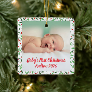Ornement En Céramique Premier Noël de bébé personnalisé avec photo et no
