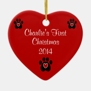 Ornement En Céramique Premier Noël de l'animal familier personnalisable