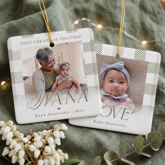 Ornement En Céramique Premier Noël de Nana avec son petit-enfant Photo C