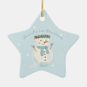 Ornement En Céramique Premier Noël de Noël mignon bonhomme de neige et f