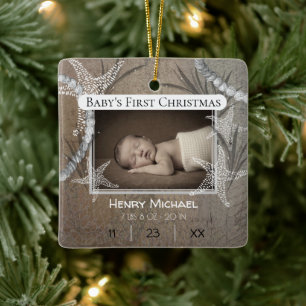 Ornement En Céramique Premier Noël du bébé nautique personnalisé