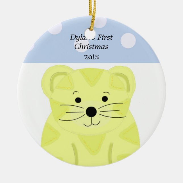 Ornement En Céramique Premier Noël du bébé tigre (Devant)