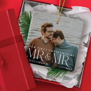 Ornement En Céramique Premier Noël En Tant Que Mr & Mr Modern Couple Pho