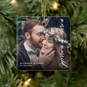 Ornement En Céramique Premier Noël engagé Noms et Date 2-Photo