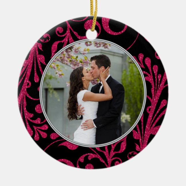 Ornement En Céramique Premier Noël ensemble rose noir (Devant)