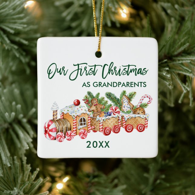 Ornement En Céramique Premier Noël Grand-parents Gingpain Train Gran (Arbre)