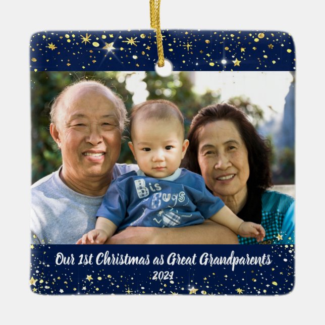Ornement En Céramique Premier Noël Grands Grands-parents 2 Étoiles photo (Devant)