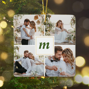Ornement En Céramique Premier Noël Marié Couple Nouveaux mariés Monogram