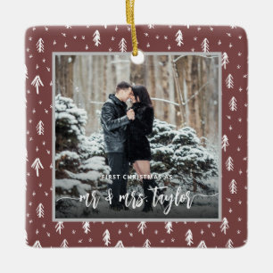 Ornement En Céramique Premier Noël Marié en tant que M. & Mme Photo