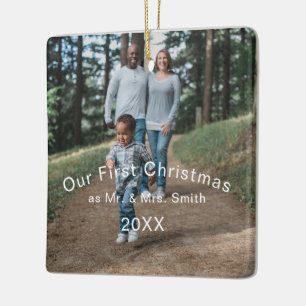 Ornement En Céramique Premier Noël Marié en tant que M. & Mme PHOTO