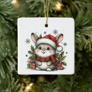 Ornement En Céramique Premier Noël mignon lapin Whimsical Customisé