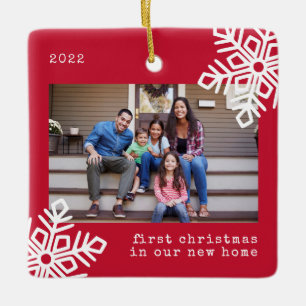 Ornement En Céramique Premier Noël Notre nouvelle maison Red Snowflon Ph