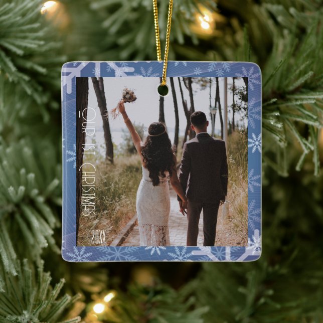 Ornement En Céramique Premier Noël, photo personnalisée (Arbre)