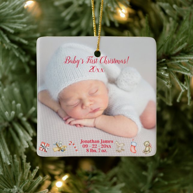 Ornement En Céramique Première année de Noël de naissance du bébé (Arbre)