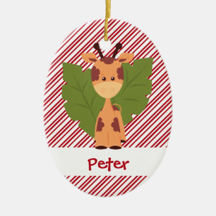 Ornement En Céramique Première coutume de girafe de bébé de Noël