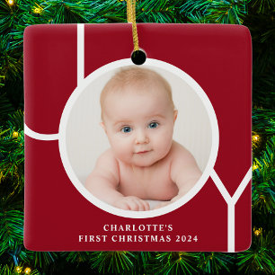 Ornement En Céramique Première garde personnalisée de Noël du bébé photo
