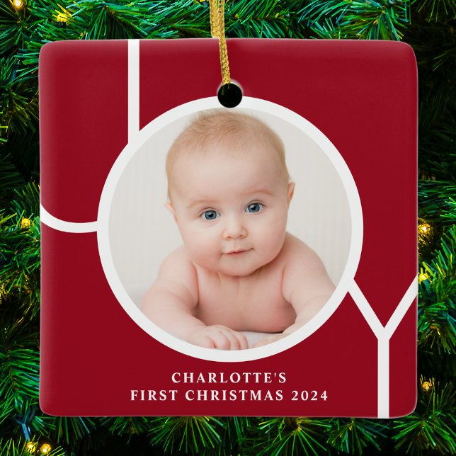 Ornement En Céramique Première garde personnalisée de Noël du bébé photo (Créateur téléchargé)