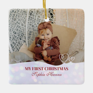 Ornement En Céramique Première Noël de Bébé Fille Statistiques de Naissa